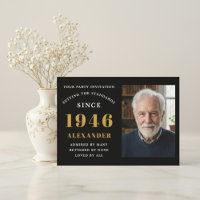 80th Birthday 1946 Black Gold Personalized Photo