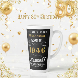 80th Birthday 1946 Legendary Retro Latte Mug