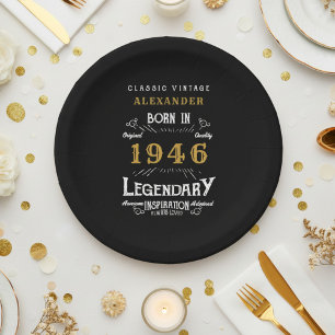 80th Birthday 1946 Legendary Retro Paper Plates