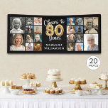 80th Birthday 20 Photo Collage Cheers to 80 Years Banner<br><div class="desc">Celebrate an 80th birthday with this personalized custom color photo banner featuring an easy-to-upload photo collage template with 20 pictures of her or him through the years for a fun birthday sign or party decoration. The design features the title CHEERS TO 80 YEARS with gold foil balloon numbers and name...</div>