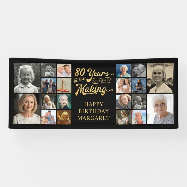 80th Birthday 20 Photos 80 Years in the Making Banner (Horizontal)