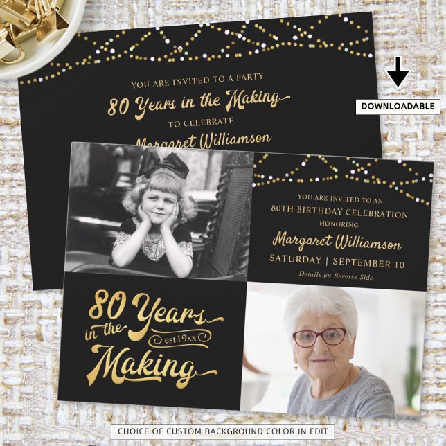 80th Birthday 2 Photos 80 YEARS IN THE MAKING Invitation (Creator Uploaded)