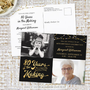80th Birthday 2 Photos Retro Years in the Making Postcard