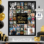 80th Birthday 42 Photo Collage YEARS IN THE MAKING Poster<br><div class="desc">Celebrate an 80th birthday for him or her with photo memories through the years with this poster print utilizing this easy-to-upload photo collage template with 42 pictures featuring a retro calligraphy script typography title design 80 YEARS IN THE MAKING which incorporates birth year within the design and your custom text...</div>