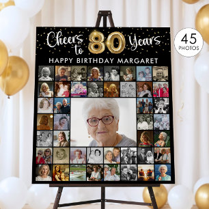 80th Birthday 45 Photo Collage Cheers to 80 Years Foam Board