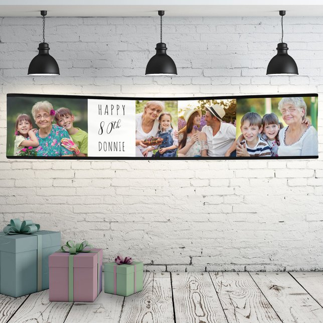 80th Birthday 4 Photo Strip Personalized Banner (Creator Uploaded)
