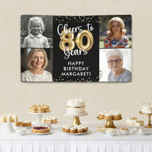 80th Birthday 4 Photos Cheers to 80 Years Confetti Banner