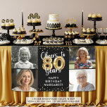 80th Birthday 4 Photos Cheers to 80 Years Confetti Banner<br><div class="desc">80th Birthday 4 Photos Cheers to 80 Years Confetti Banner Sign. Celebrate an 80th birthday with this personalized, custom color photo banner featuring 4 pictures of her or him through the years for a fun birthday sign or party decoration. The design features the title CHEERS TO 80 YEARS with faux...</div>