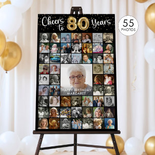 80th Birthday 55 Photo Collage Cheers to 80 Years Foam Board