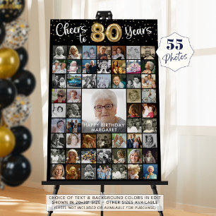 80th Birthday 55 Photo Collage Cheers to 80 Years Foam Board