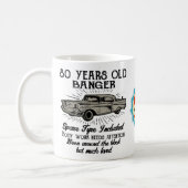 80th Birthday 80 Personalized Funny Vintage Car Coffee Mug (Left)