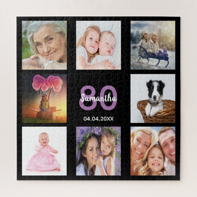 80th birthday 80 photo collage black woman jigsaw puzzle (Vertical)