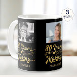 80th Birthday 80 Years in the Making 3 Photos Coffee Mug<br><div class="desc">Celebrate an 80th birthday for him or her with this commemorative keepsake mug featuring 3 photos, a retro calligraphy script typography design stating 80 YEARS IN THE MAKING which incorporates their birth year within the design and personalized with their name. Choose your background color (the sample shows black) and the...</div>