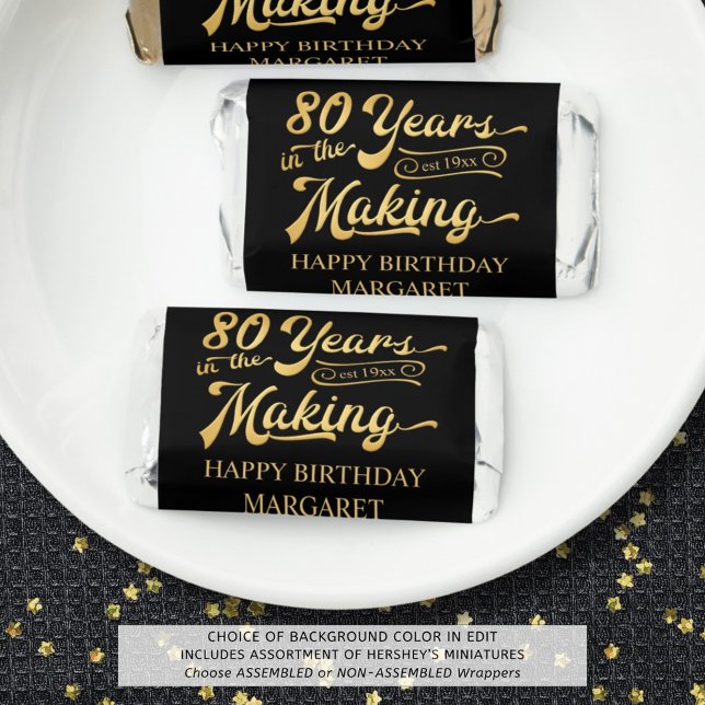 80th Birthday 80 YEARS IN THE MAKING Black Gold Hershey's Miniatures (Creator Uploaded)