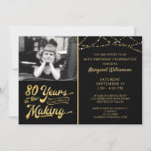 80th Birthday 80 YEARS IN THE MAKING Black & Gold Invitation (Front)