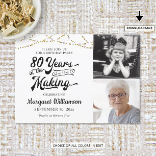 80th Birthday 80 YEARS IN THE MAKING Black Gold Invitation