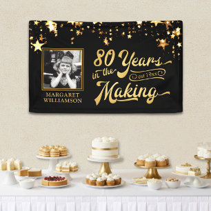 80th Birthday 80 YEARS IN THE MAKING Gold Stars Banner