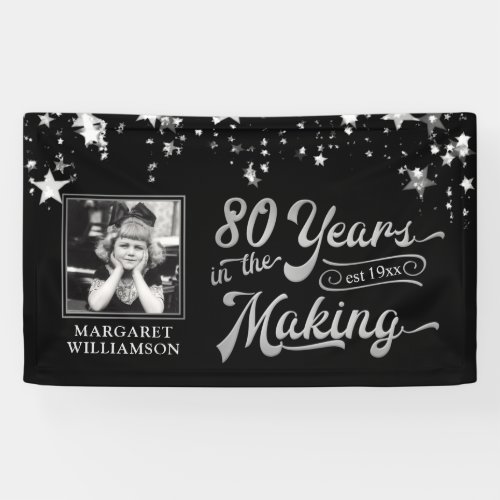 80th Birthday 80 YEARS IN THE MAKING Silver Stars  Banner