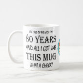 80th Birthday 80 Years Old Fun Cheek Personalized Coffee Mug (Left)
