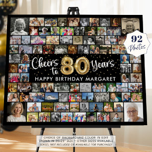 80th Birthday 92 Photos Black Gold Cheers To Year Foam Board