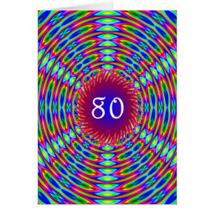 80th Birthday Abstract Trippy Swirls Cards