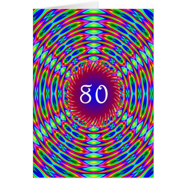 80th Birthday Abstract Trippy Swirls Cards (Front)