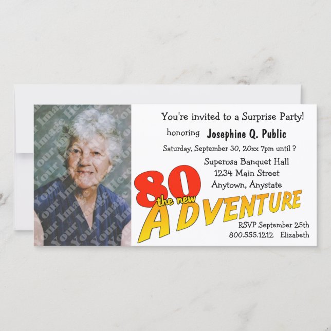 80th Birthday Adventure Party Photo Invitation (Front)