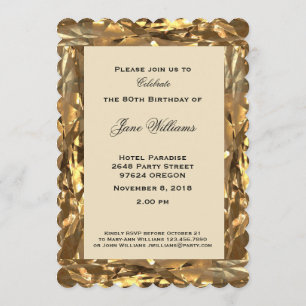 80th Birthday Anniversary Gold Elegant Invitation