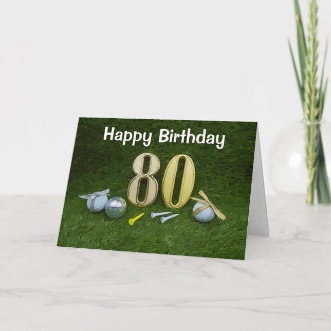 80th Birthday Anniversary to golfer with golf ball Card (Front)