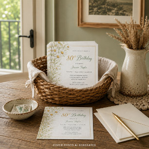 80th Birthday April Birth Month Flower Daisy Invitation