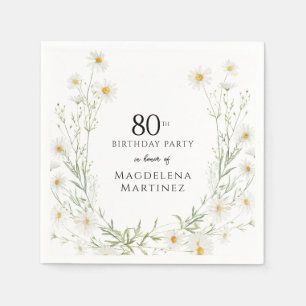 80th Birthday April Birth Month Flower Daisy Napkins