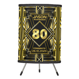 80th Birthday Art Deco Gold Black Great Gatsby Tripod Lamp