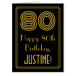 [ Thumbnail: 80th Birthday: Art Deco Inspired Look “80” + Name Card ]