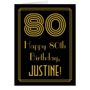 80th Birthday: Art Deco Inspired Look “80” + Name Card