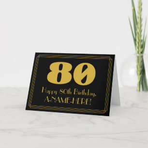 80th Birthday: Art Deco Inspired Look "80" & Name Card