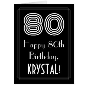 80th Birthday — Art Deco Inspired Look “80” + Name Card
