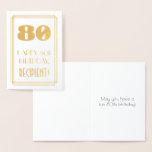 [ Thumbnail: 80th Birthday: Art Deco Inspired Look "80" & Name Foil Card ]