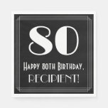 [ Thumbnail: 80th Birthday ~ Art Deco Inspired Look "80", Name Napkins ]