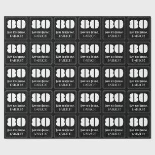 80th Birthday: Art Deco Inspired Look "80" & Name Wrapping Paper