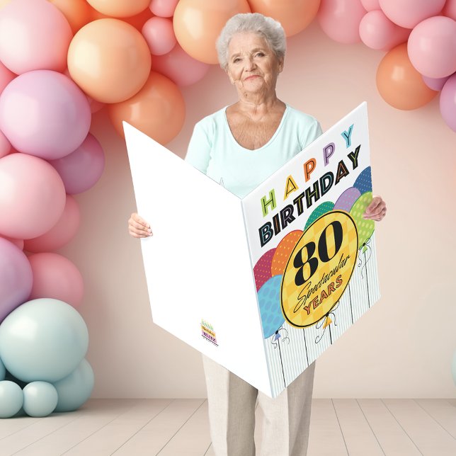 80th Birthday Balloons Oversized Card (Creator Uploaded)