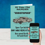 80th Birthday Banger Love Vintage Car Retro Style Card<br><div class="desc">Easily customize the text of this birthday card using the template provided. Part of the "Banger" range of designs.</div>