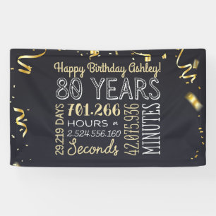 80th Birthday Banner - 80 Years in Hours & Seconds