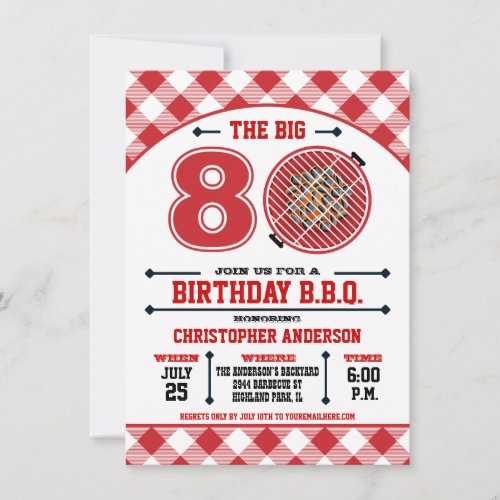80th Birthday Barbecue Invitation