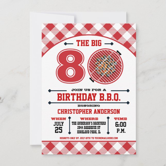 80th Birthday Barbecue Invitation (Front)