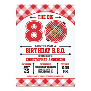 gingham bbq party invitations