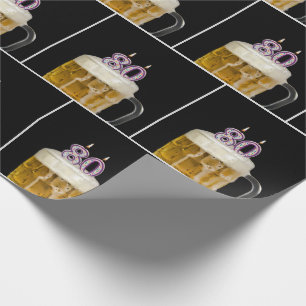 80th Birthday Beer Mug With Candles Wrapping Paper