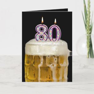 80th Birthday Beer on black Card