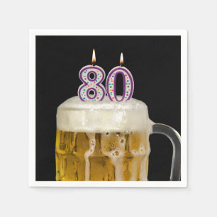 80th Birthday Beer on black Napkins