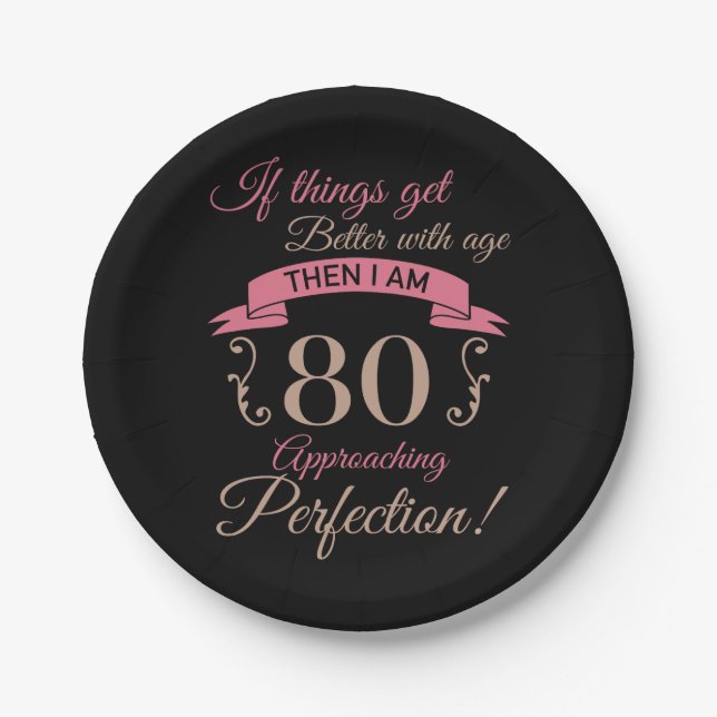 80th Birthday Better With Age Paper Plates (Front)