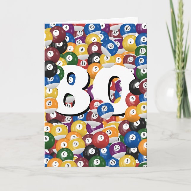 80th Birthday Billiard Balls  Card (Front)